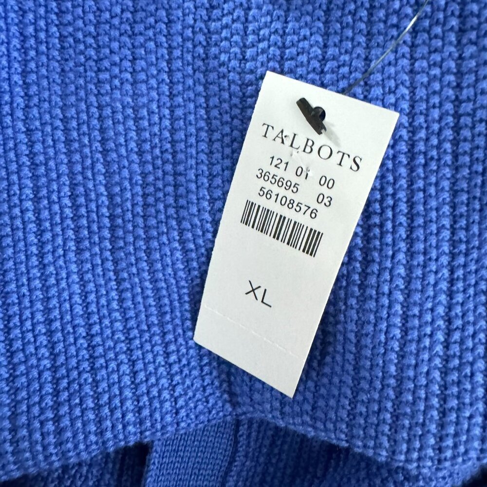Talbots Blue Ribbed V-Neck Button Front Cardigan - Picture 6 of 8